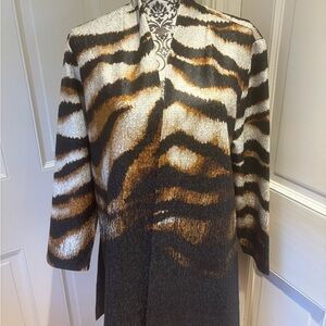 Chico’s Travelers Animal Print Reversible Jacket Sz 2 NWT